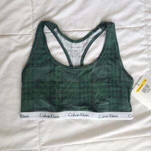 Calvin Klein Green Plaid Sports Bra